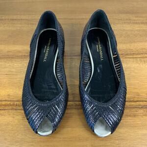 Loeffler Randall Black Woven Peep-Toe Flats